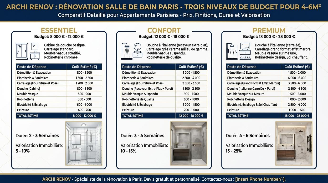 pilotage renovation budget salle bain paris 16