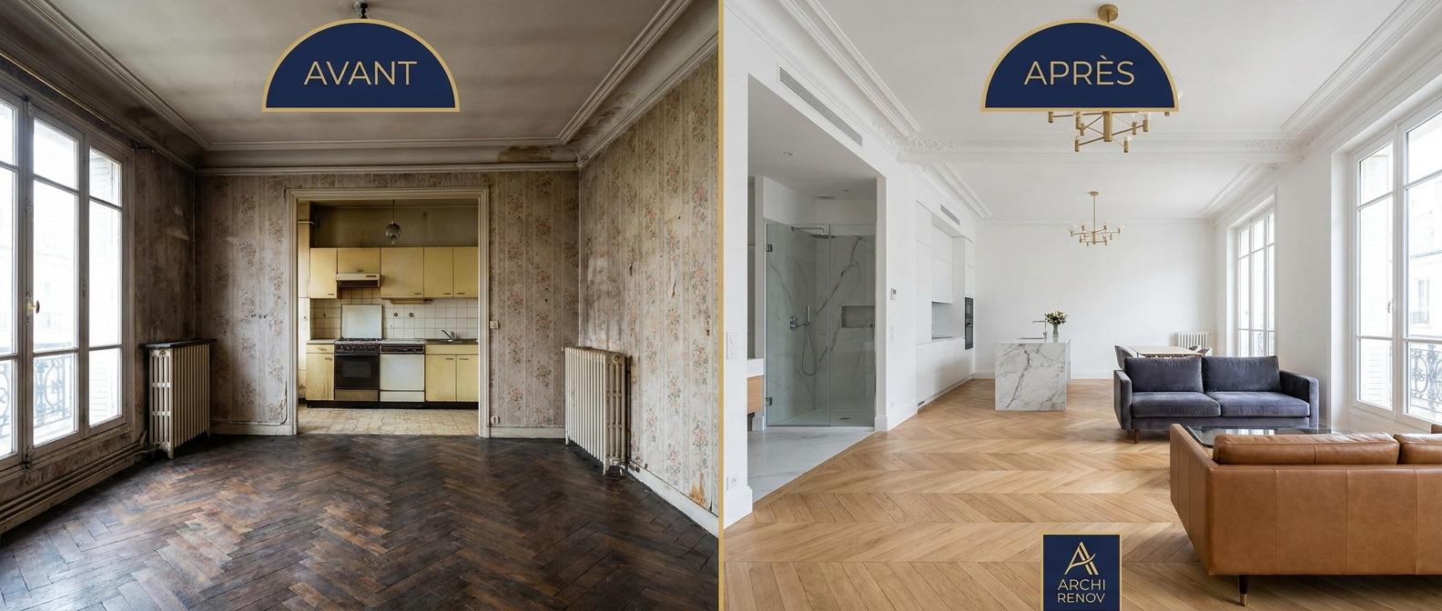 pilotage renovation complete avant apres paris